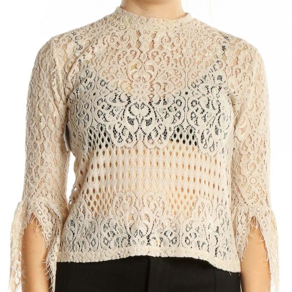 Zara Lace Top in Cream - Size Large - Picture 1 of 6